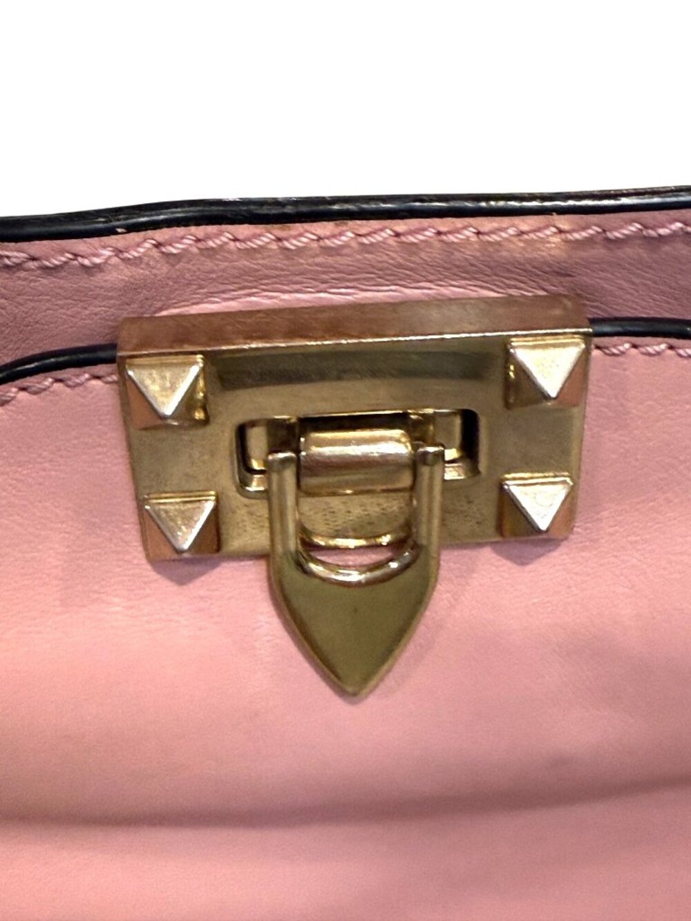 Valentino Garavani Pink Leather Rockstud Trapeze Small Tote Bag with COA - Picture 4 of 15